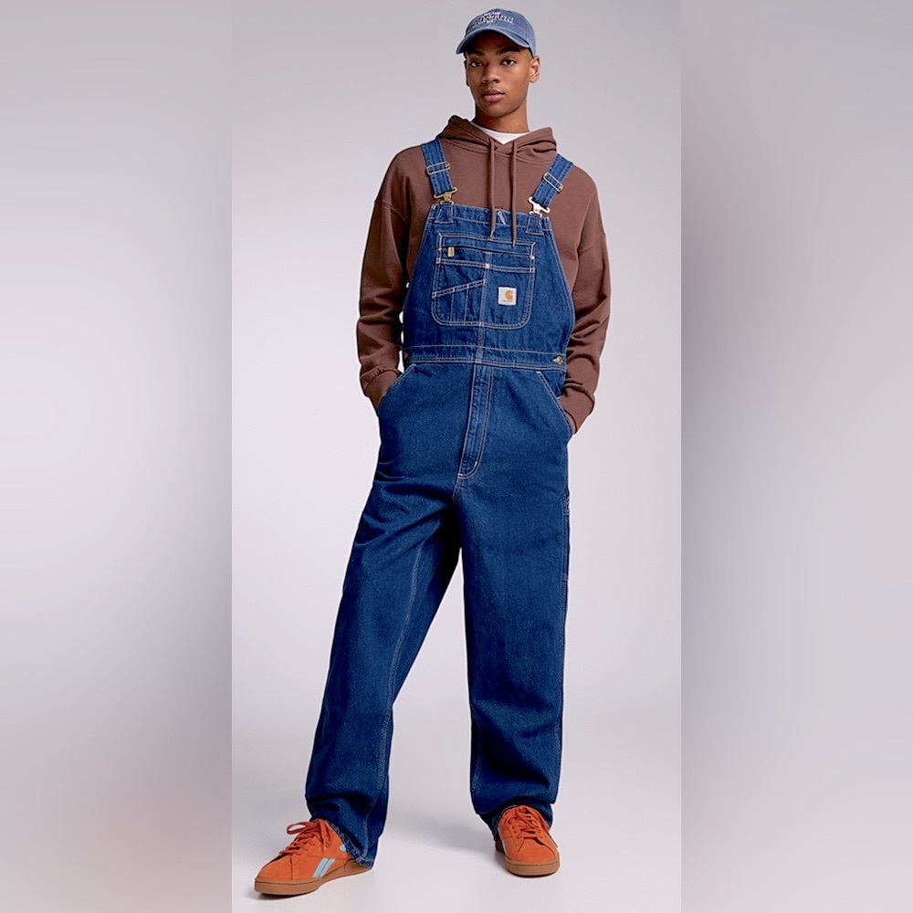 Carhartt Men's Loose Fit Washed Cotton Denim High Back Bib Overalls - Picture 1 of 10